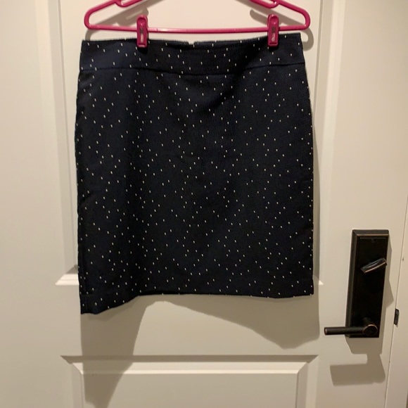 Ann Taylor Navy Pencil Skirt w/dots - Picture 1 of 4